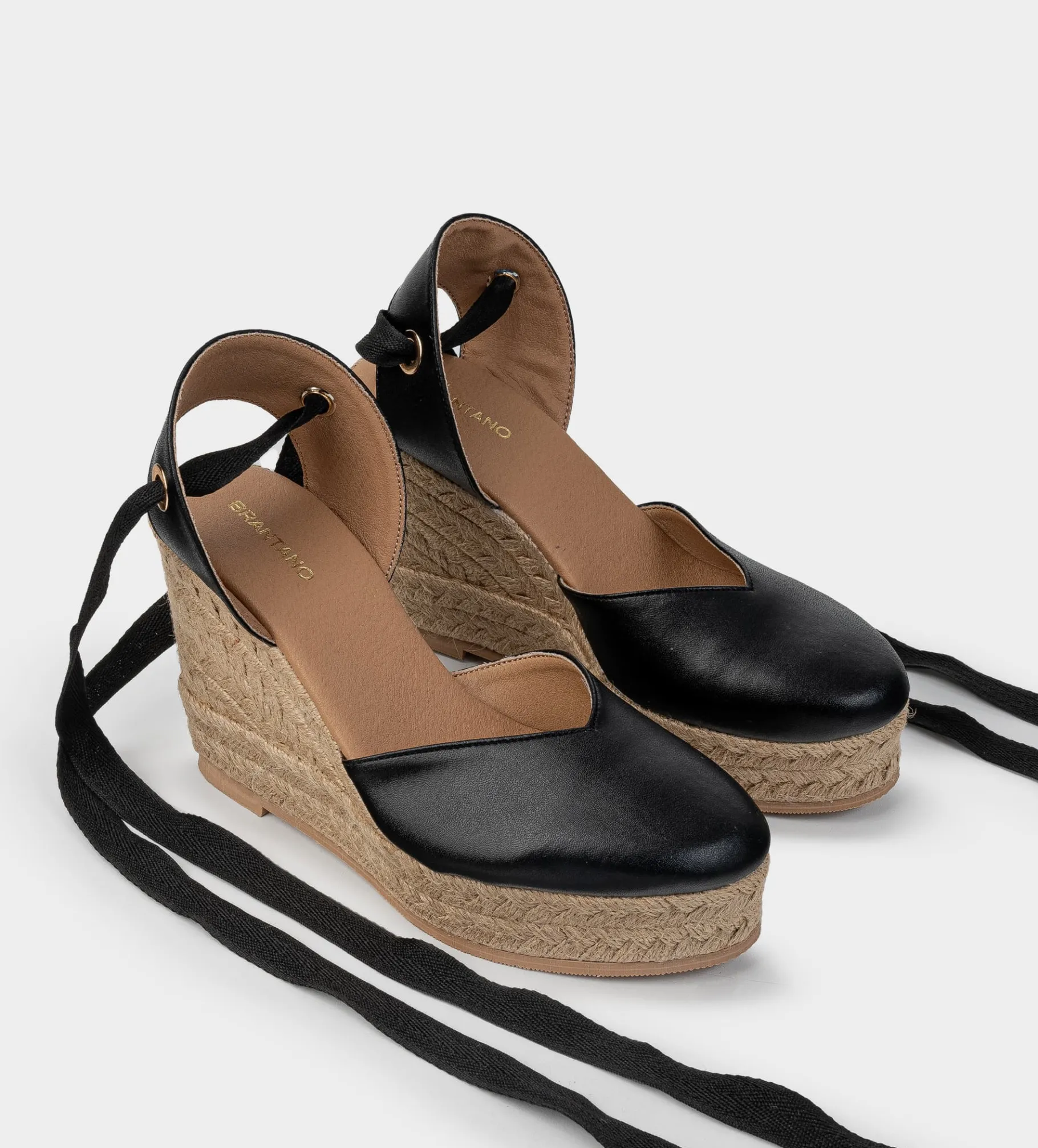 Outlet ALPARGATA CUÑA PIEL NEGRO Mujer Sandalias Y Plataformas