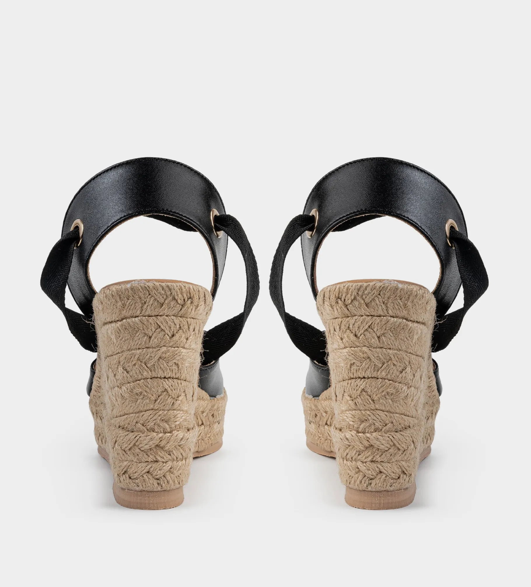 Outlet ALPARGATA CUÑA PIEL NEGRO Mujer Sandalias Y Plataformas