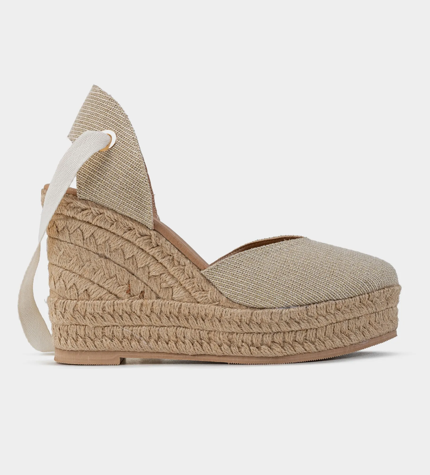 Outlet ALPARGATA CUÑA TEXTIL BEIGE ORO Mujer Sandalias Y Plataformas