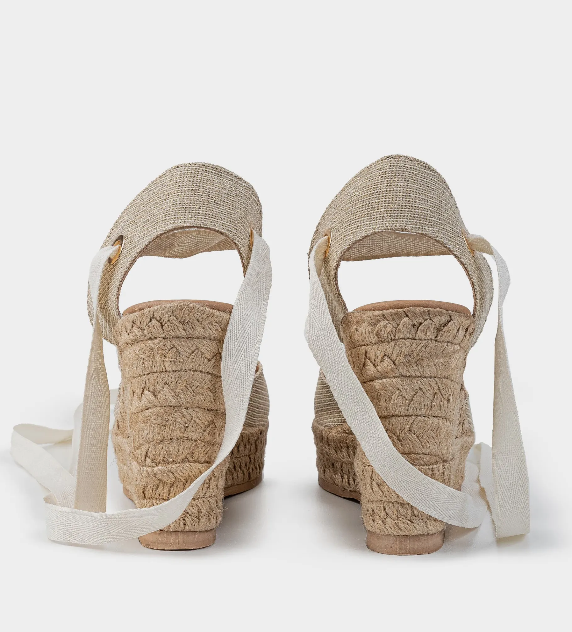 Outlet ALPARGATA CUÑA TEXTIL BEIGE ORO Mujer Sandalias Y Plataformas