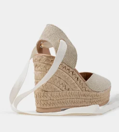 Outlet ALPARGATA CUÑA TEXTIL BEIGE ORO Mujer Sandalias Y Plataformas