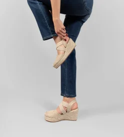 Outlet ALPARGATA CUÑA TEXTIL ORO Mujer Sandalias Y Plataformas