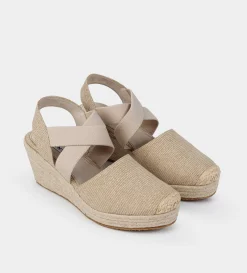 Outlet ALPARGATA CUÑA TEXTIL ORO Mujer Sandalias Y Plataformas