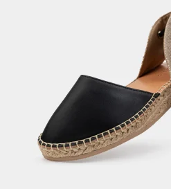 Clearance ALPARGATA PLANA YUTE PIEL NEGRO Mujer Flats Y Mocasines