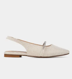 New BALERINA DESTALONADA BRILLOS TEXTIL NUDE Mujer Zuecos Y Mules | Fiesta