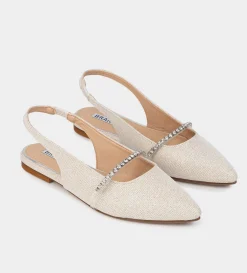 New BALERINA DESTALONADA BRILLOS TEXTIL NUDE Mujer Zuecos Y Mules | Fiesta