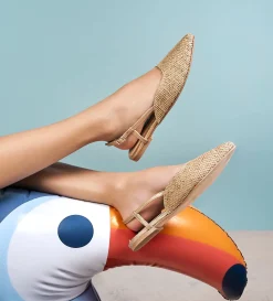 Sale BALERINA DESTALONADA YUTE BEIGE Mujer Zuecos Y Mules | Flats Y Mocasines