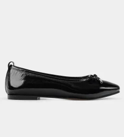 Discount BALERINA LAZO PIEL CHAROL NEGRO Mujer Flats Y Mocasines