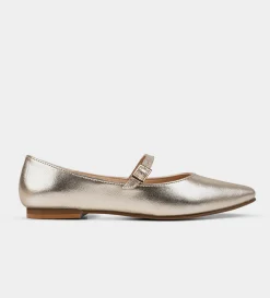 Clearance BALERINA MARY JANE PIEL ORO Mujer Fiesta | Piel Auténtica