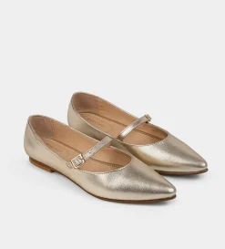 Clearance BALERINA MARY JANE PIEL ORO Mujer Fiesta | Piel Auténtica