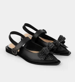 Discount BALERINA MOÑO CRISTALES NEGRO Mujer Flats Y Mocasines