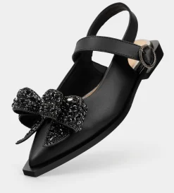 Discount BALERINA MOÑO CRISTALES NEGRO Mujer Flats Y Mocasines