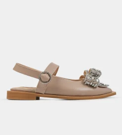 Outlet BALERINA MOÑO CRISTALES  NUDE Mujer Flats Y Mocasines