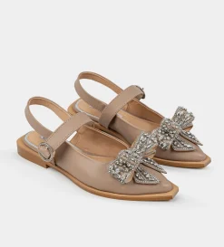 Outlet BALERINA MOÑO CRISTALES  NUDE Mujer Flats Y Mocasines