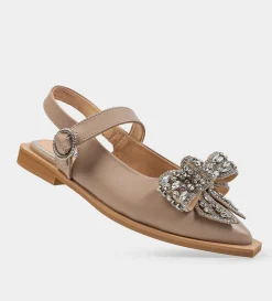 Outlet BALERINA MOÑO CRISTALES  NUDE Mujer Flats Y Mocasines