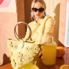 Clearance BOLSO BUCKET FLORES PIEL AMARILLO Mujer Bolsos | Bolsos Y Accesorios