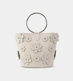 Discount BOLSO BUCKET FLORES PIEL BLANCO Mujer Fiesta | Bolsos Y Accesorios