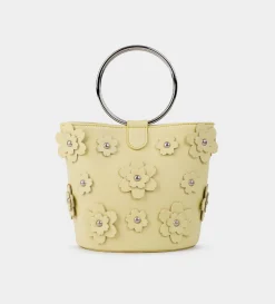 Clearance BOLSO BUCKET FLORES PIEL AMARILLO Mujer Bolsos | Bolsos Y Accesorios