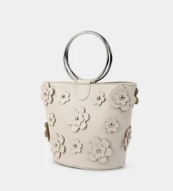 Discount BOLSO BUCKET FLORES PIEL BLANCO Mujer Fiesta | Bolsos Y Accesorios