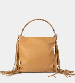 New BOLSO TOTE FLECOS PIEL BEIGE Mujer Piel Auténtica | Western