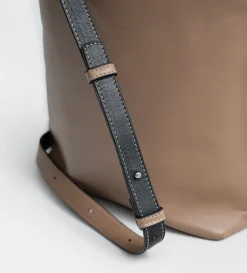 Clearance BOLSO TOTE PIEL BICOLOR NEGRO / BEIGE Mujer Piel Auténtica | Bolsos Y Accesorios