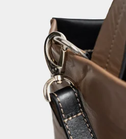 Clearance BOLSO TOTE PIEL BICOLOR NEGRO / BEIGE Mujer Piel Auténtica | Bolsos Y Accesorios