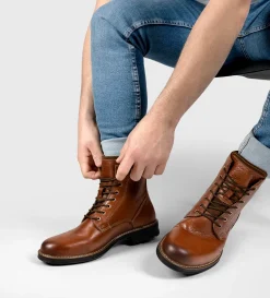 Clearance BOTA AGUJETA PIEL MIEL Hombre Botas Y Botines