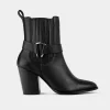 Online BOTA MEDIA WESTERN HEBILLA PIEL NEGRO Mujer Botas Y Botines