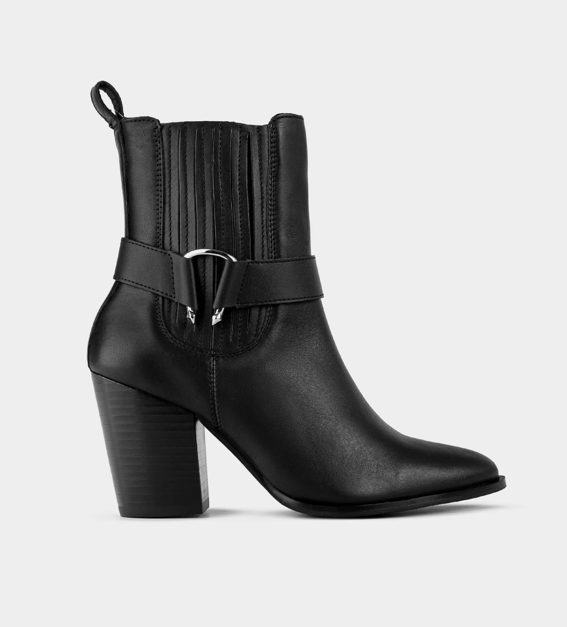 Online BOTA MEDIA WESTERN HEBILLA PIEL NEGRO Mujer Botas Y Botines