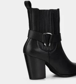 Online BOTA MEDIA WESTERN HEBILLA PIEL NEGRO Mujer Botas Y Botines