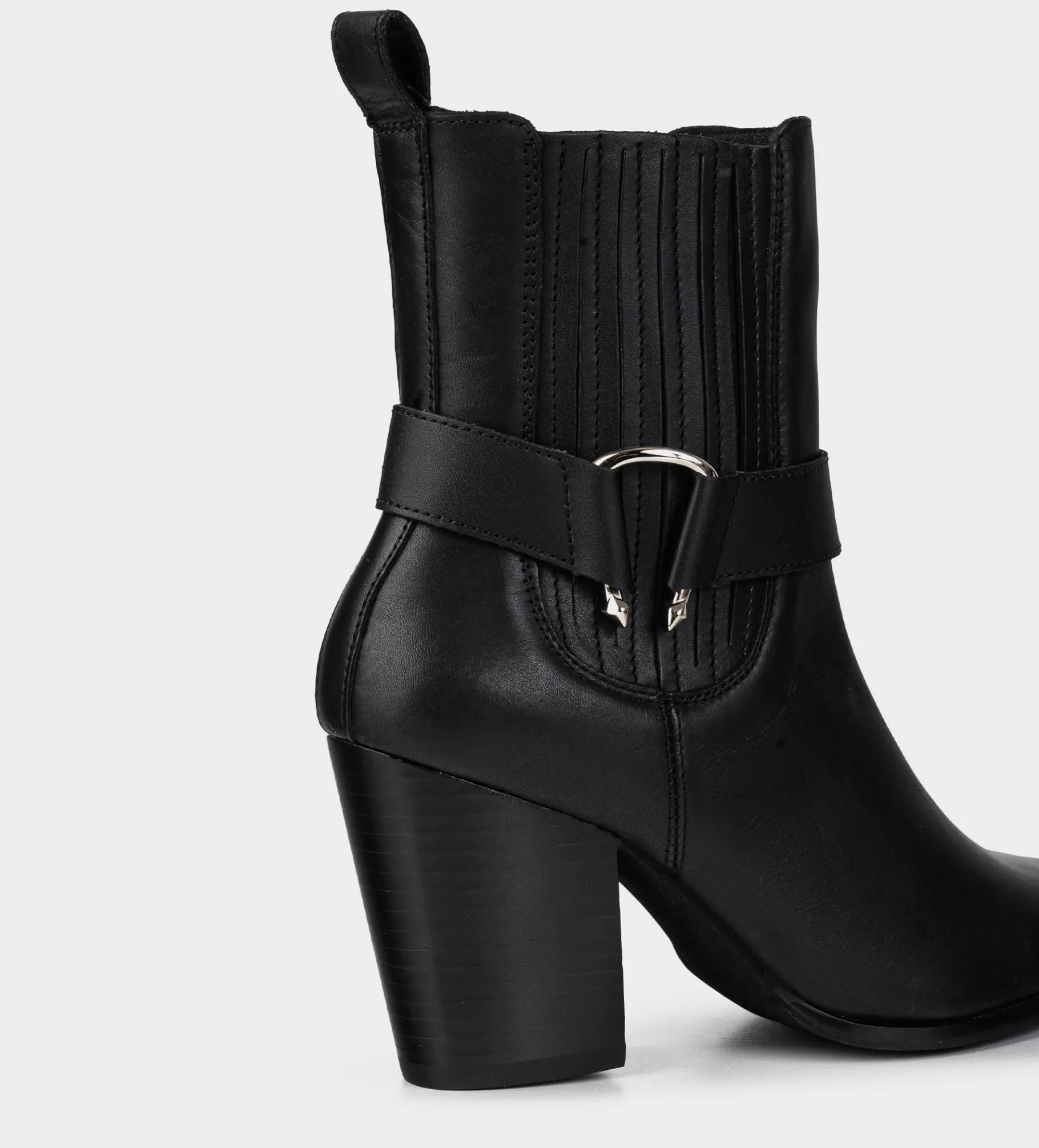 Online BOTA MEDIA WESTERN HEBILLA PIEL NEGRO Mujer Botas Y Botines