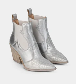 New BOTA WESTERN GRABADO PLATA Mujer Botas Y Botines | Piel Auténtica