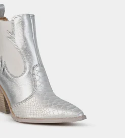 New BOTA WESTERN GRABADO PLATA Mujer Botas Y Botines | Piel Auténtica