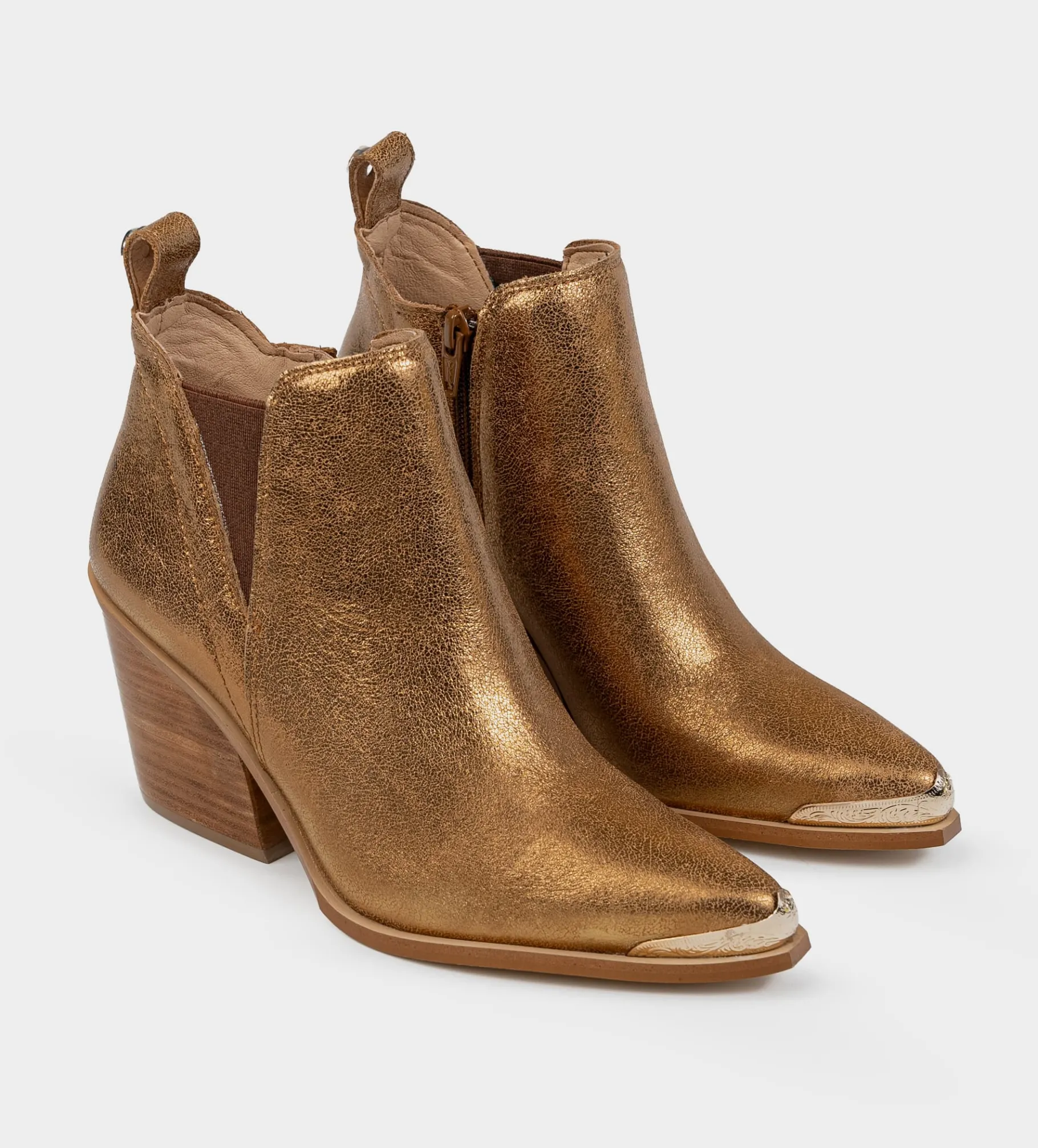 Online BOTÍN PUNTERA PIEL COBRE Mujer Botas Y Botines | Piel Auténtica