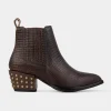 New BOTÍN TACHUELAS PIEL COGNAC Mujer Western