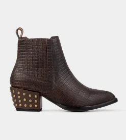 New BOTÍN TACHUELAS PIEL COGNAC Mujer Western