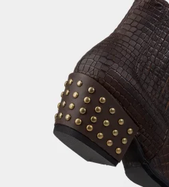 New BOTÍN TACHUELAS PIEL COGNAC Mujer Western