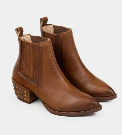 Clearance BOTÍN TACHUELAS PIEL MIEL Mujer Western