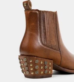 Clearance BOTÍN TACHUELAS PIEL MIEL Mujer Western
