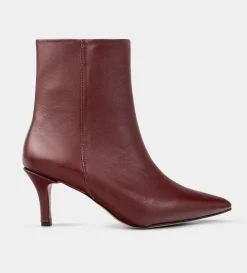 Clearance BOTÍN TACÓN FINO PIEL VINO Mujer Botas Y Botines | Piel Auténtica