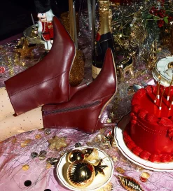 Clearance BOTÍN TACÓN FINO PIEL VINO Mujer Botas Y Botines | Piel Auténtica
