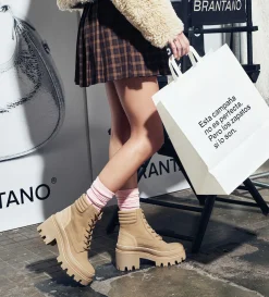 Discount BOTÍN TRACK AGUJETAS BEIGE Mujer Botas Y Botines