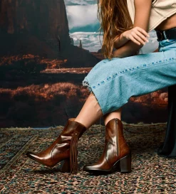 Online BOTÍN WESTERN PIEL MIEL Mujer Botas Y Botines | Piel Auténtica