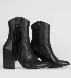 Online BOTÍN WESTERN PIEL NEGRO Mujer Botas Y Botines | Piel Auténtica