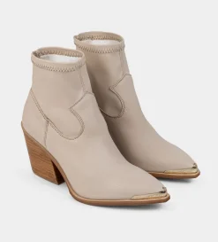 Hot BOTÍN  WESTERN STRETCH PIEL BEIGE Mujer Botas Y Botines | Piel Auténtica