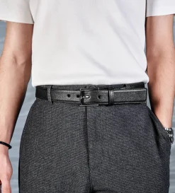 Discount CINTURÓN HERRAJE PIEL AUTÉNTICA NEGRO Hombre Cinturones | Cinturones