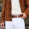 Discount CINTURÓN TEXTURA PIEL AUTÉNTICA MIEL Hombre Cinturones | Cinturones
