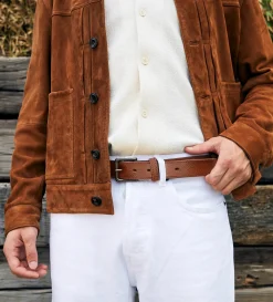 Discount CINTURÓN TEXTURA PIEL AUTÉNTICA MIEL Hombre Cinturones | Cinturones