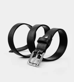 Sale CINTURÓN TEXTURA PIEL AUTÉNTICA NEGRO Hombre Cinturones | Cinturones