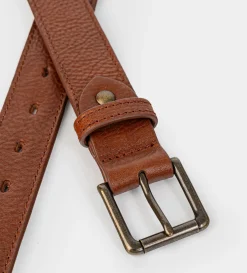 Discount CINTURÓN TEXTURA PIEL AUTÉNTICA MIEL Hombre Cinturones | Cinturones